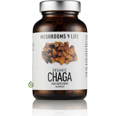 Mushrooms4Life Chaga Paddestoel Biologish - 60 Capsules