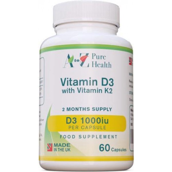 Vitamine D3 1000iu + Vitamin2 K2, 60 capsules