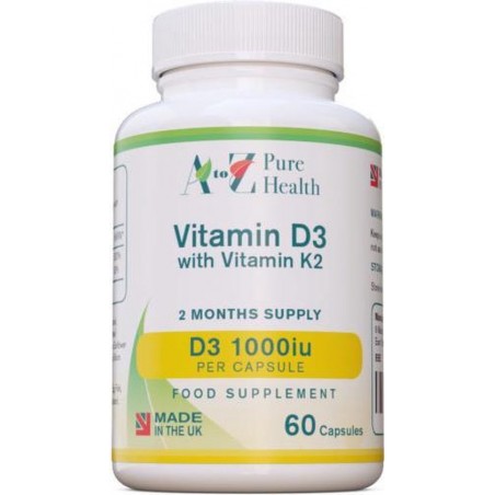 Vitamine D3 1000iu + Vitamin2 K2, 60 capsules