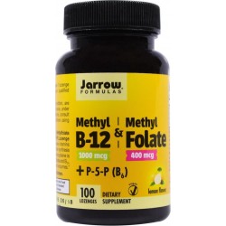 Methyl B-12 & Methyl Folate Lemon Flavor 1000 mcg / 400 mcg (100 Lozenges) - Jarrow Formulas