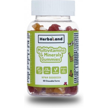 Herbaland Gummy Vegan Multivitaminen & Mineralen 60 Zachte Capsules (Voor Kinderen)