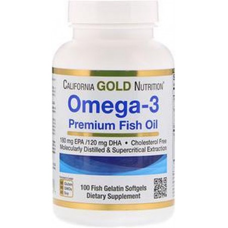 Omega-3, Premium visolie, 100 vis gelatine Softgels - California Gold Nutrition
