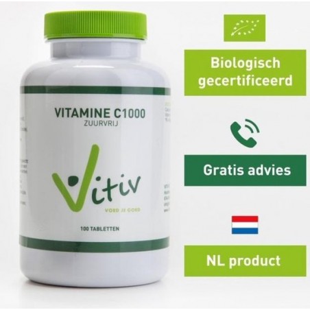 VitiV- Vitamine C1000 zuurvrij 100 tabletten   Beste keuze
