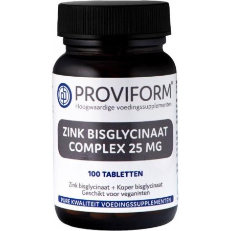 Proviform Zink bisglycinaat complex 25mg tabletten