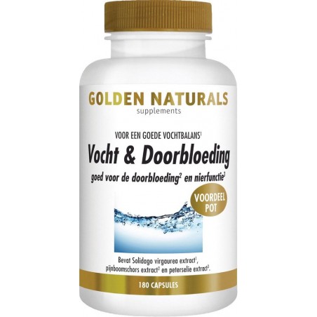 Golden Naturals Vocht & Doorbloeding (180 veganistische capsules)
