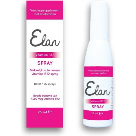 Elan Vitamine B12 spray - 25 ml - extra hoog (optimaal) gedoseerd - bosbessensmaak (1.000 mg vitamine B12)