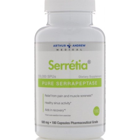 ArthurAndrew AAM Serretia, Pure Serrapeptase - 500mg 250.000 SPU – 180 capsules