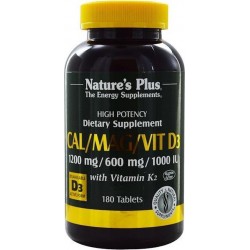 Cal/Mag/Vit D3 with Vitamin K2 (180 Tablets) - Nature's Plus