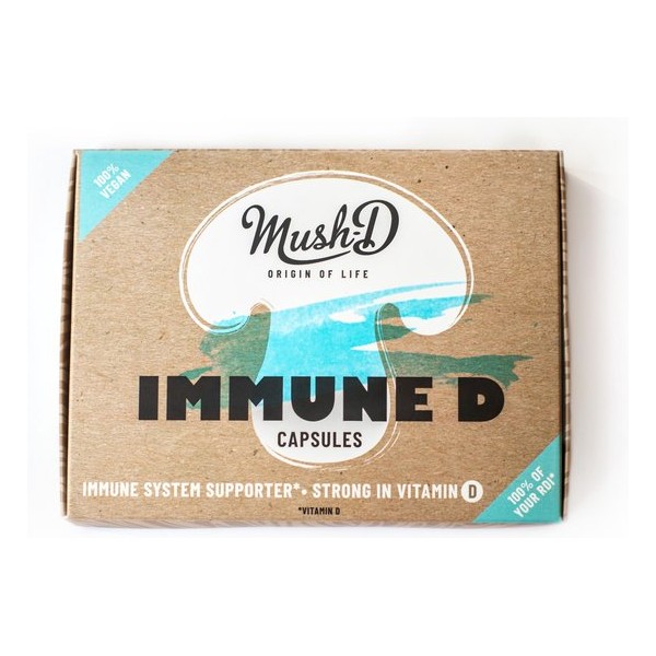 Immune D Capsules met natuurlijke betaglucaan en vitamine D voor en sterke Immunesysteem, vegan