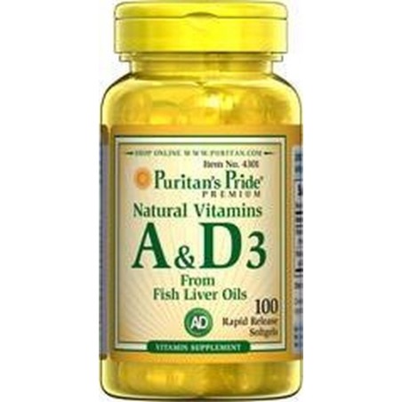 Puritan's Pride A & D Natural vitamins 100 Softgels 4301