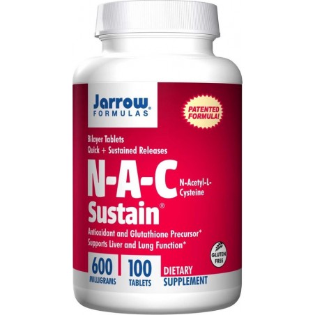 N-A-C Sustain N-Acetyl-L-Cysteine 600 mg (100 Tablets) - Jarrow Formulas