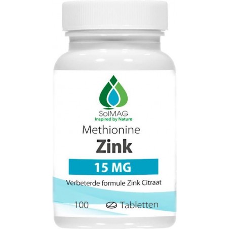 Zink Methionine 15 Mg van SoLMAG | 100 tabletten | Verbeterde formule Zink citraat
