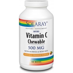 Vitamin C- Chewable- Natural Orange Flavor- 500 mg (100 chewable tablets) - Solaray
