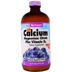 Liquid Calcium Magnesium Citrate Plus Vitamin D3 - Natural Blueberry Flavor (472 ml) - Bluebonnet Nutrition