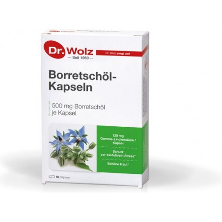 Dr. Wolz supplement voor een mooie huid - Borretscholkapseln - Vegan Borage oliecapsules - Acne - Psoriasis