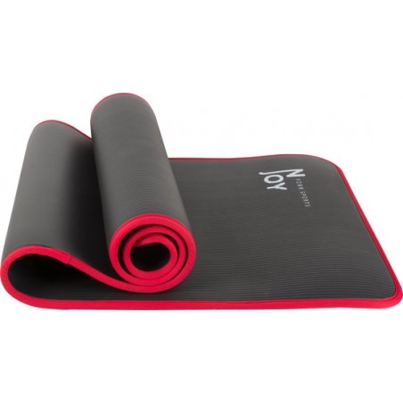 Njoy Your Sports Yoga Mat - NBR Zachtschuim - Zwart/Rood - 183 x 61 x 1.0 cm