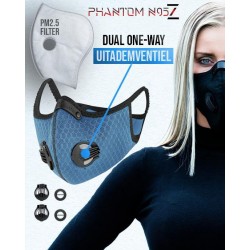 Phantom N95Z sportmasker (mondmasker) blauw inclusief 2 N95 Filters
