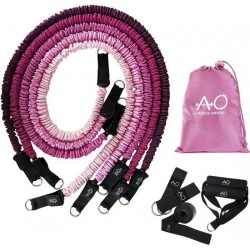 Athletics Official Premium Weerstandsbanden – Set van 5 inclusief handvatten, enkel straps en deuranker - Roze