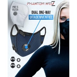Phantom N95Z Phantom N95Z sportmasker (mondmasker) Deep Blue inclusief 2 N95 Filters