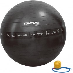 Tunturi Fitnessbal - Gymball - Swiss ball - 75 cm - Anti burst - Inclusief pomp - Zwart