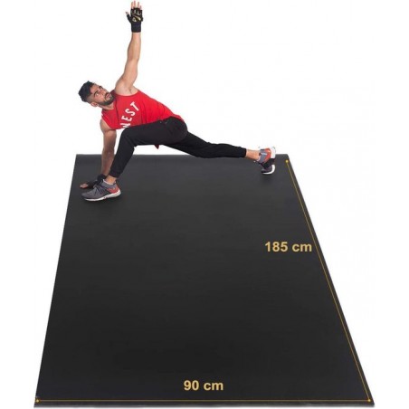 Extra grote Fitnessmat - grote yoga mat - 185 cm x 90 cm x 1,5 cm - Zwart