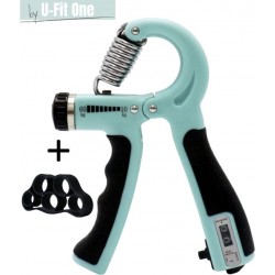 U-Fit One® Blue Teller Verstelbaar Handtrainer set - Handknijper - Knijphalter - Onderarm trainer - Vinger - Fitness