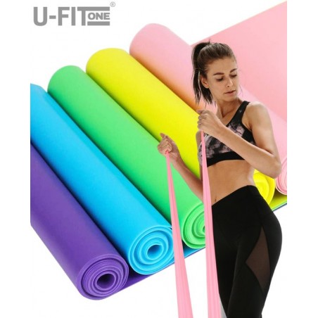 U-Fit One® 5 Delige 1.5m Long Resistance Band Set - Fitness Thera - Fysiotherapie -Yogaband - pilatesband - Yoga - Pilates