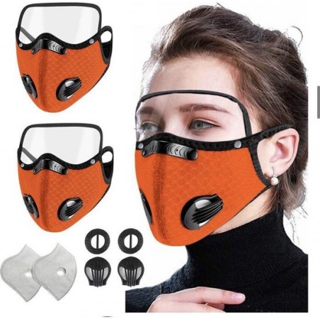 N95 Z-mask  met oogbescherming (mondmasker) Duo-pakket + 2 filters van 5 laags + 2 ventiel  transparant oogbescherming