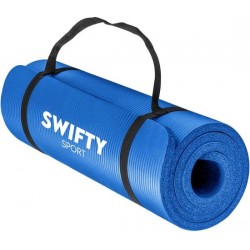 Swifty Sport Fitnessmat Inclusief draagtas en extra draagriem - 183 cm x 61 cm x 1 cm - anti slip - Blauw
