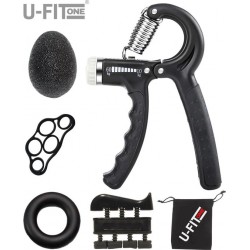 U-Fit One® 5 delige Verstelbaar Handtrainer Set - Stressbal - Handknijper - knijphalter- Onderarm Trainer Fitness