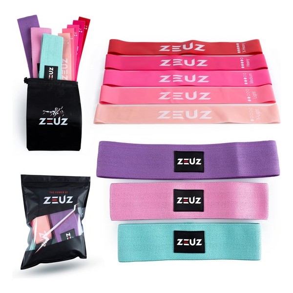 ZEUZ® - 8 Stuks Premium Weerstandsbanden – Resistance band - Bootybands – Weerstand elastiek