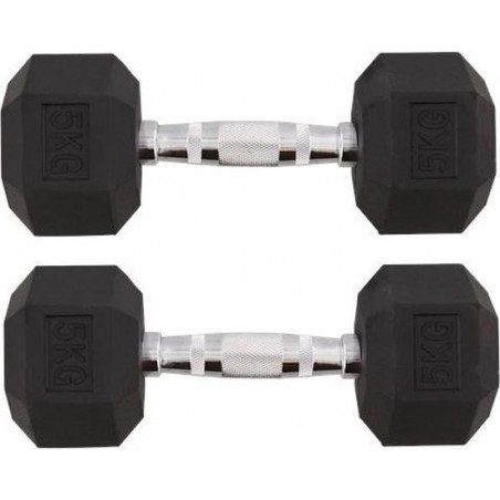 2 x Kaytan Dumbbell - 5 kg - hexagon hoeken - metalen greep - Sport Dumbbell - Buiten Sport - Binnen Sporten