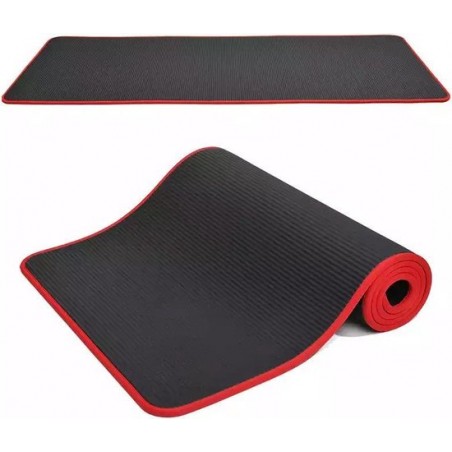 Yoga Mat 10mm - Zwart - Rood - Antislip - Fitness Mat - Yogamat - Yoga - Sportmat