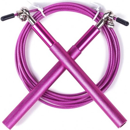 Springtouw Set Volwassenen - Crossfit jump rope - roze - compleet met fluwelen bewaarzak
