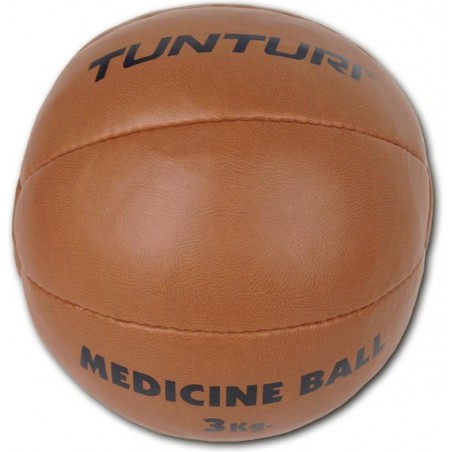 Tunturi  Medicine Ball - Medicijnbal - Crossfit ball - 3 kg - Bruin kunstleder