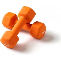 Basic-Fit Dumbbells - 2 x 2 kg Set - Dumbells - Rubber - Oranje