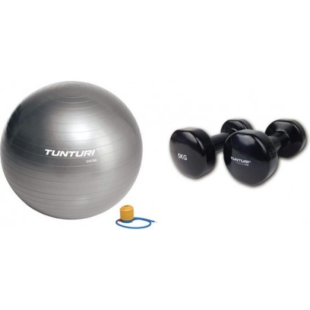 Tunturi - Duoset - Fitness Set - Yoga Bal - Fitness Bal - Gewichten - 2 x 5 kg