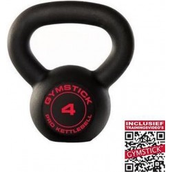 Gymstick Pro Neopreen Kettlebell + Online Trainingsvideo's - Gewichten - 4 kg - Zwart