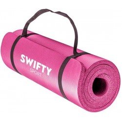 Swifty Sport Fitnessmat Inclusief draagtas en extra draagriem - 183 cm x 61 cm x 1 cm - anti slip - Roze