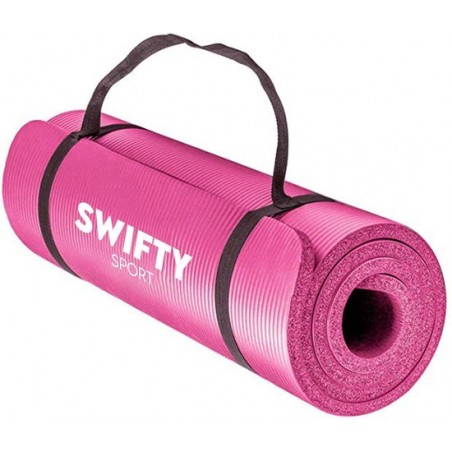 Swifty Sport Fitnessmat Inclusief draagtas en extra draagriem - 183 cm x 61 cm x 1 cm - anti slip - Roze