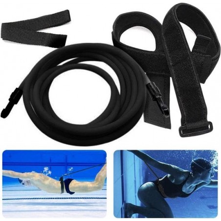 E'loir® - Zwemelastiek 500 - Zwemtraining - Zwem elastiek met weerstand - 4 meter - Zwart