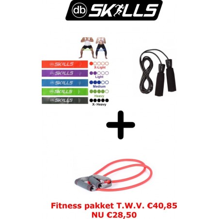 Fitness pakket : Weerstandsbanden set van 5 + Springtouw + Weerstandstube
