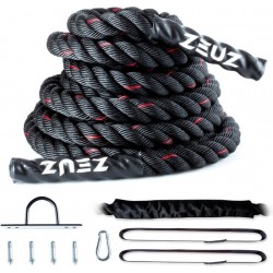 ZEUZ® 9 Meter Battle Rope inclusief Bevestigingsmateriaal – Training Touw – Fitness & Crossfit – Thuis trainen