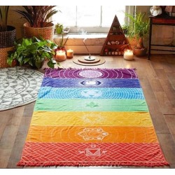Regenboog Meditatie Yoga doek met de 7 Chakra symbolen Buddhisme Spiritualiteit
