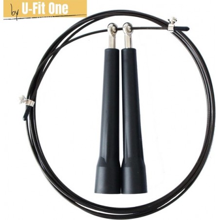 U-Fit One® Springtouw Set - Zwart Speed rope - Skipping Rope - Jump Rope - Verstelbaar - Crossfit - Fitness - Speedrope