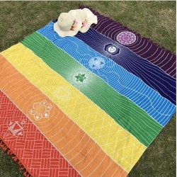 Regenboog Meditatie Yoga doek met de 7 Chakra symbolen Buddhisme Spiritualiteit 100% Katoen