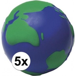 Anti-stressbal wereldbol 6,5 cm - Stressballen 5 stuks  - Anti-stress