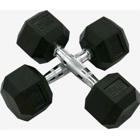 Dumbell set - 2 x 5kg - professionele hexagon halters - gym accessoires - gewichten set