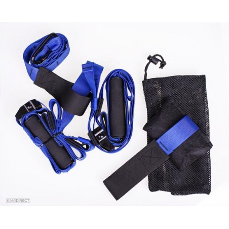 KIMO DIRECT TRX Fitness Suspension Trainer Blauw met draagtas - Full Body workout - Crossfit - BASIC Edition