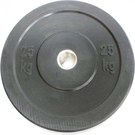 eSam® - Bumper plates - Plate - Halterschijf - massief rubber - metalen kern - 25 kg - Zwart - 50 MM